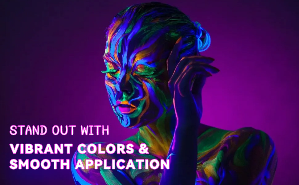 Face Body Paint 9 Color Palette, Neon UV Glow Painting Kit