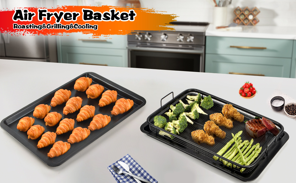 DEMEDO Extra Large Air Fryer Basket for Oven, 18.9" x 13.1