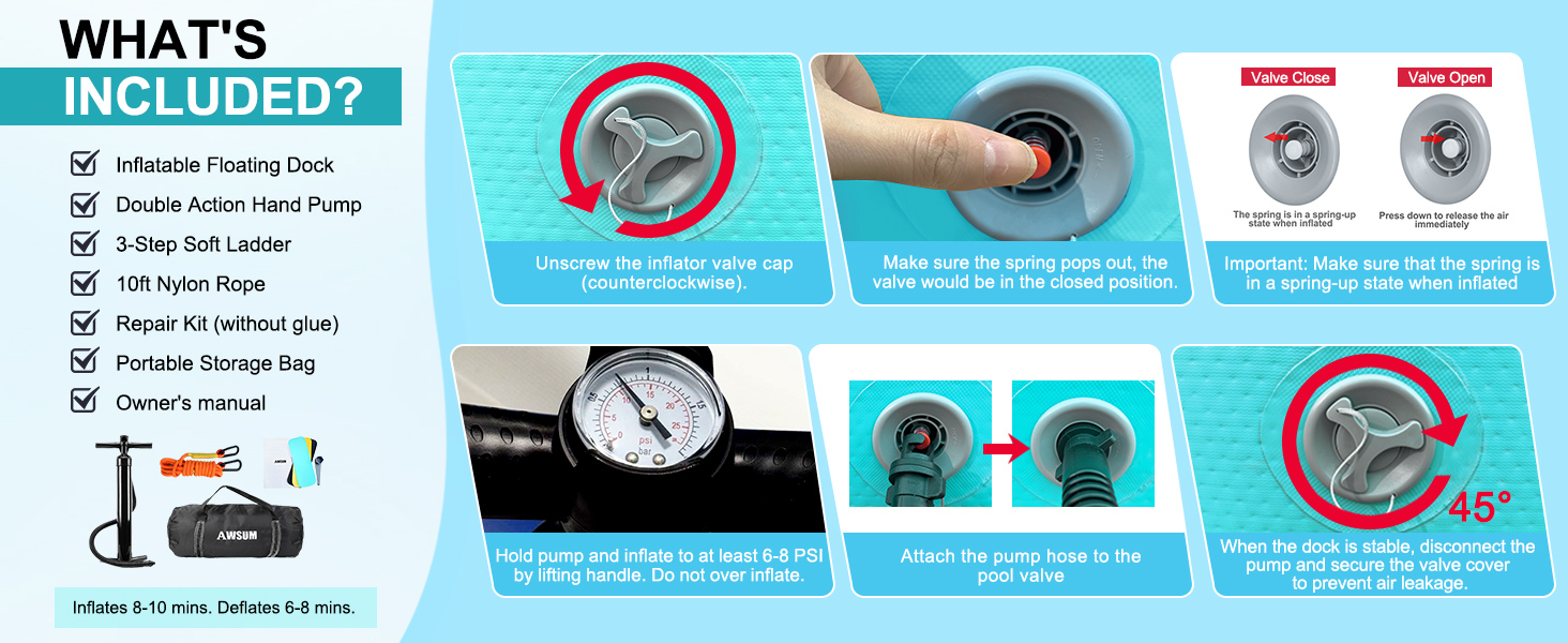 Instalación de muelle flotante inflable