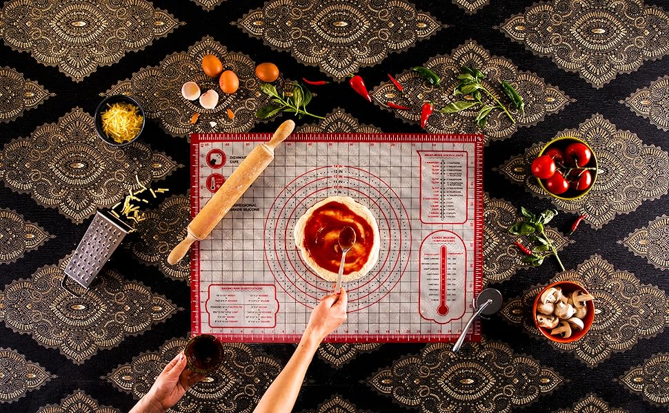 Kitzini Silicone Pastry Mat. Non Slip Baking Mat. BPAFree Silicone Baking Sheet