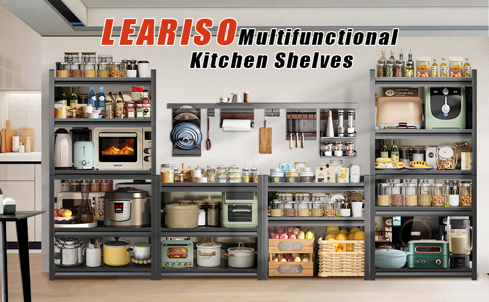 Kitchen Storage Shelves,Waterproof and Rustproof Metal Shelving,Adjustable Kitchen Rack