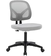 Moustache Task Office Desk Chair, Armless Executive Chair with Adjustable Height and Swivel Wheel...