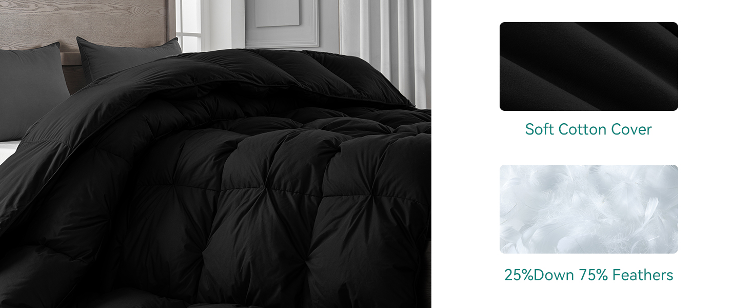 KAKABELL Pinch Pleat Goose Down Feathers Comforter King