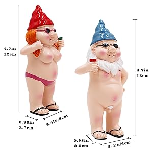 2 PCS Fish Tank Statue Decorations, Resin Aquarium Naked Gnomes Decor Statues