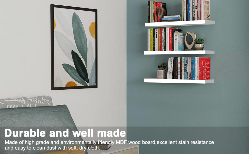 YIGANG Wall Mounted Floating Shelves，Set of 3 White