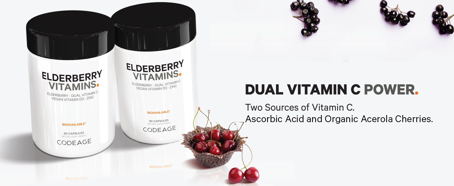 Codeage black elderberry complex, organic elderberry formula complex, elderberry vitamin capsules