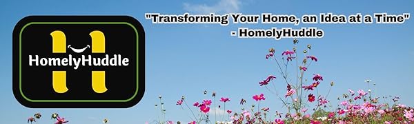 HomelyHuddle logo with a tag line &#34;Transforming Your Home, an Idea at a Time - HomelyHuddle&#34;