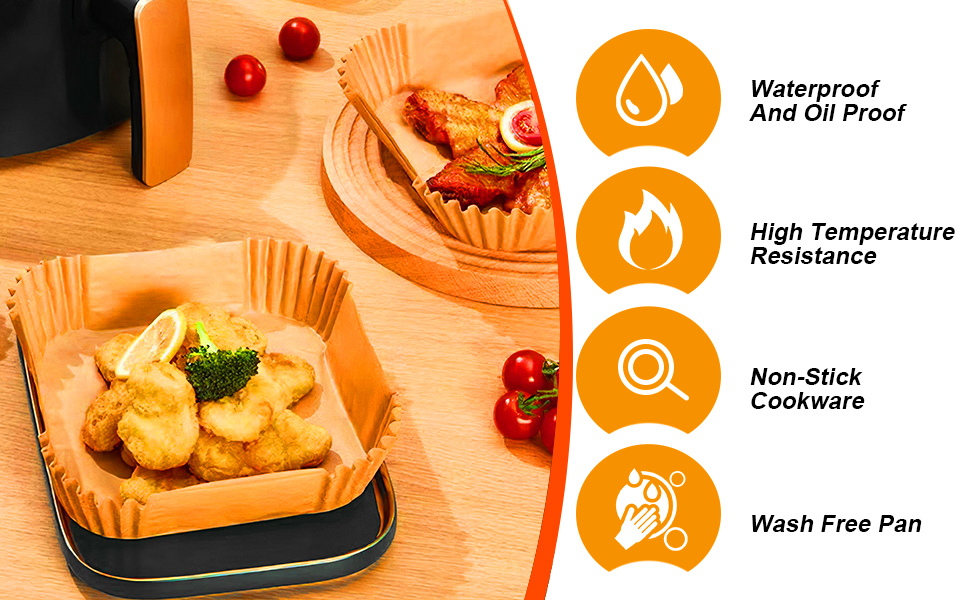 amxus Air Fryer Disposable Paper Liners, 100PCS 7.9 Inch Waterproof