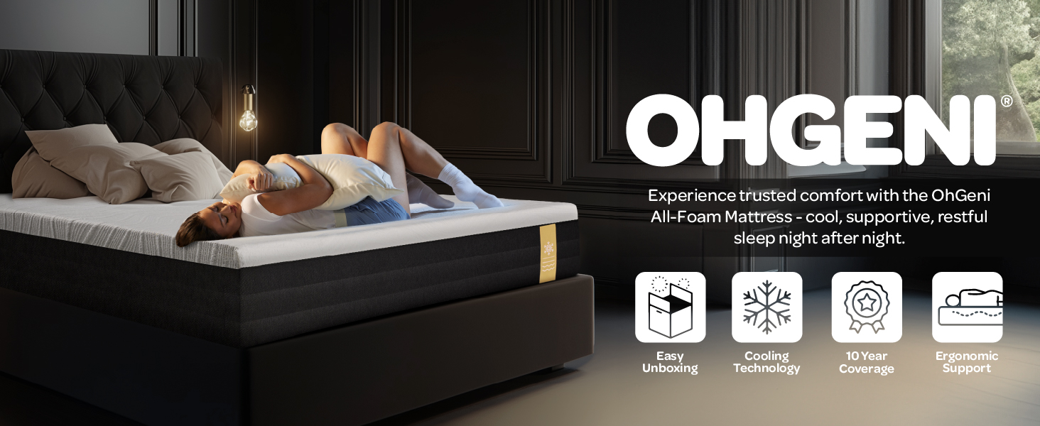 OhGeni 8 Inch Twin Size Mattress, Cooling Gel Memory Foam