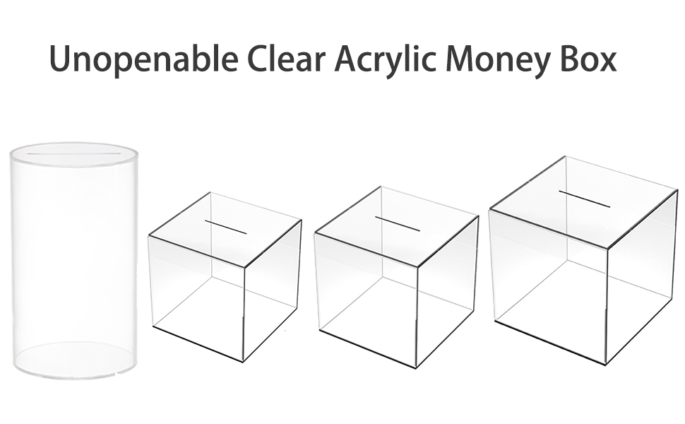 Clear Piggy Bank,2023 Unopenable Money Boxes for Kids Adults,Clear Acrylic Money Saving Tin