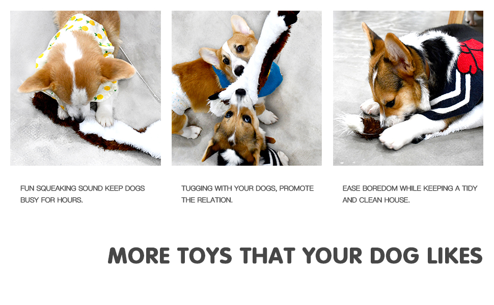 SHARLOVY Dog Squeaky Toys 5 Pack, Pet Toys Crinkle Dog Toy No Stuffing Animals Dog Plush Toy Dog