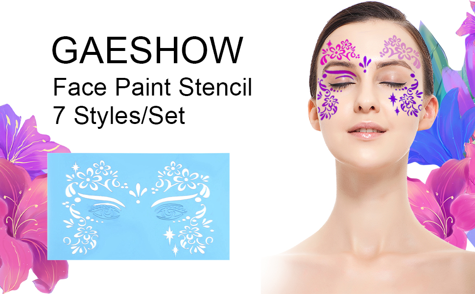 GAESHOW 7pcs/Set Reusable Face Painting Stencil Body Painting Template