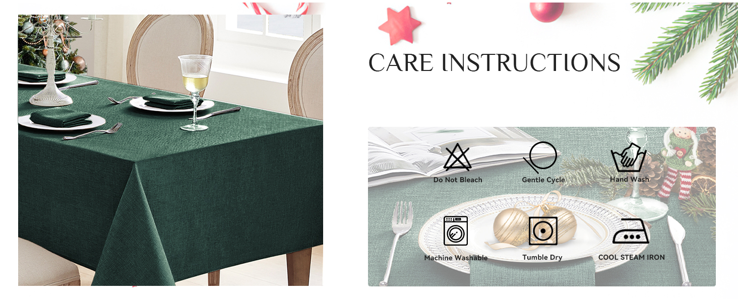 Softalker Christmas Linen Textured Rectangle Tablecloth