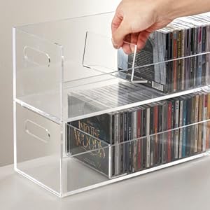 clear acrylic CD compact disc holder rack bins with dividers