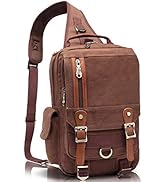 KAUKKO Canvas Messenger Bag Cross Body Shoulder Sling Backpack Travel Hiking Chest Bag