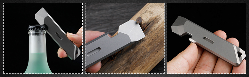 Lever Bar Multitool Titanium Alloy Lever Bar with Bottle Opener Function Gear Keychain Tools for Camping Hiking Gardening Repair 17 4 US