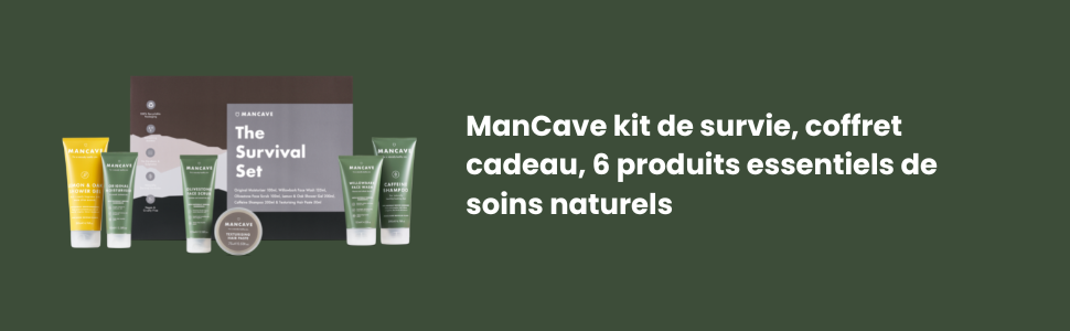 Mancave kit de survie, coffret cadeau, 6 produits essentiels de soins naturels 