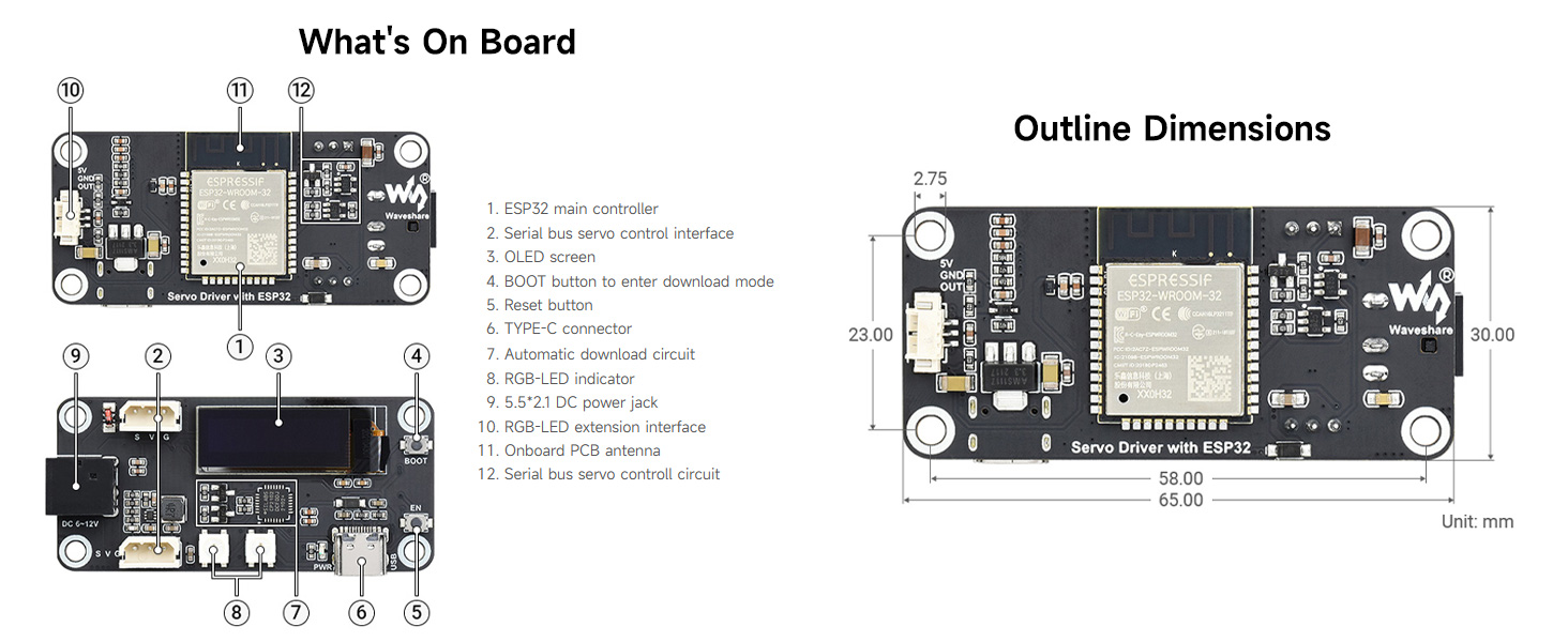 Amazon.com: Waveshare ESP32 Servo Driver Expansion Board Built-in WiFi ...