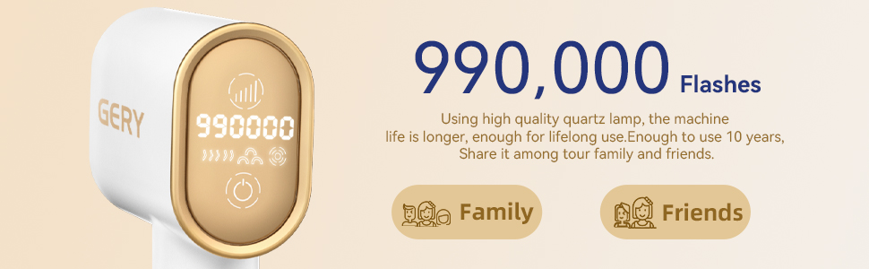 GERY IPL Hair Remover supports 999,999 flashes