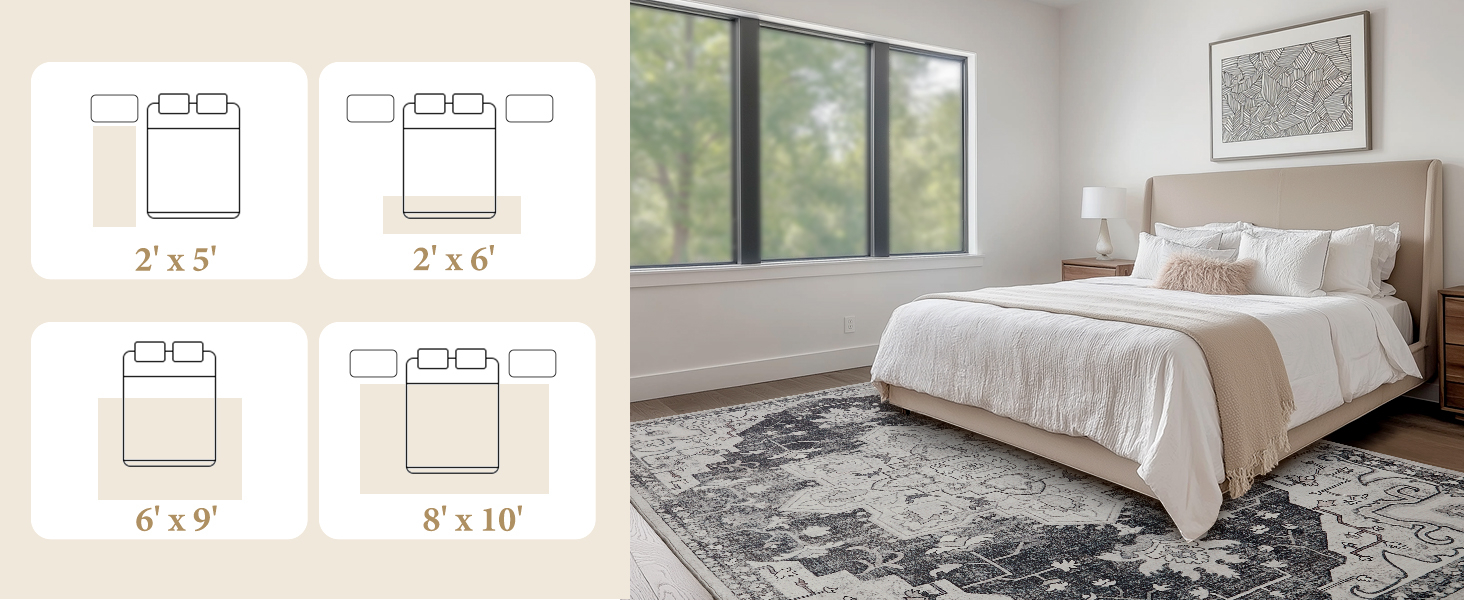 Puremy Area Rug 4x6, Washable Boho Rugs for Living Room