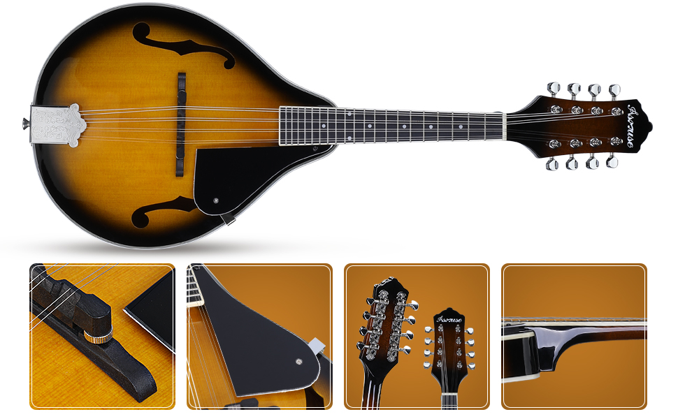 Asmuse A style Mandolins Instruments, Mahogany Wood