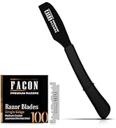 Facón Straight Razors for Men - Professional Barber Straight Edge Razor Kit with 100 Blades,Japan...