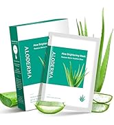 Aloderma Brightening Sheet Masks with 88% Organic Aloe Vera - 5 Pack Facial Masks with Niacinamid...