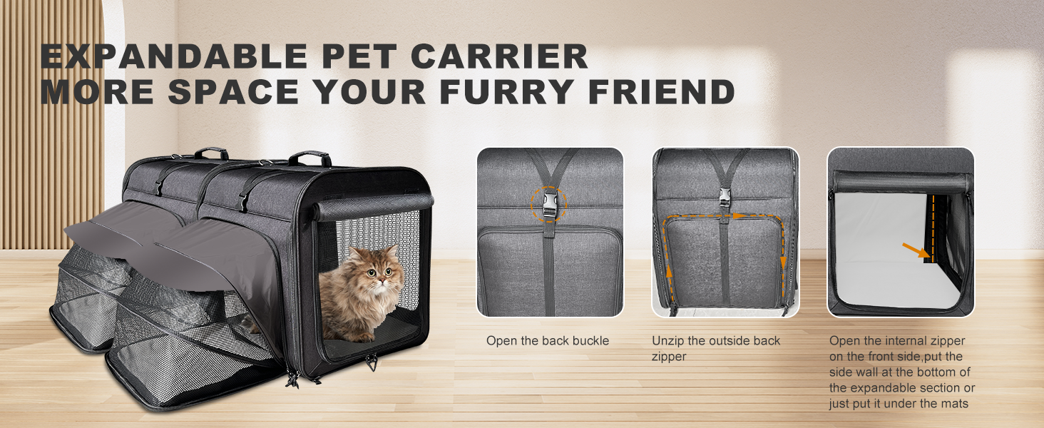 2-in-1 cat carrier with expandable