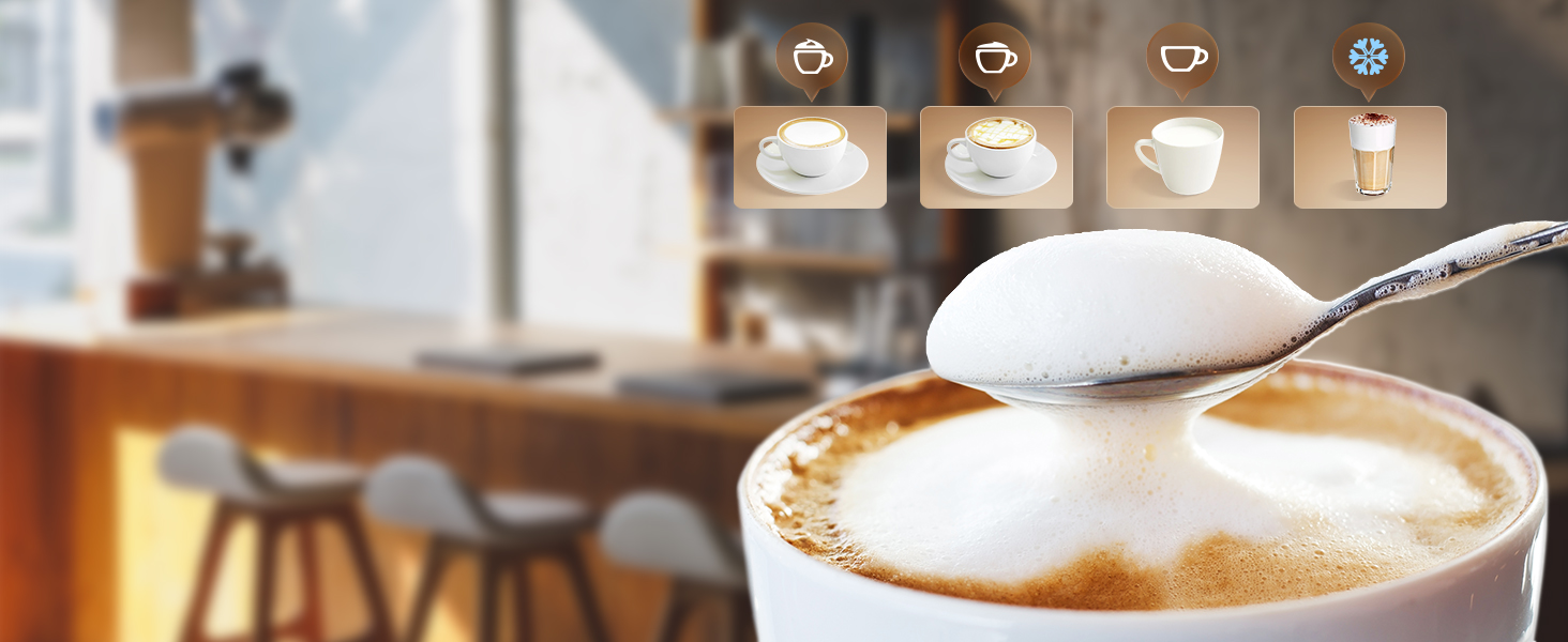 YISSVIC Milk Frothers Electric Milk Steamer Automatic 4 Functions Large