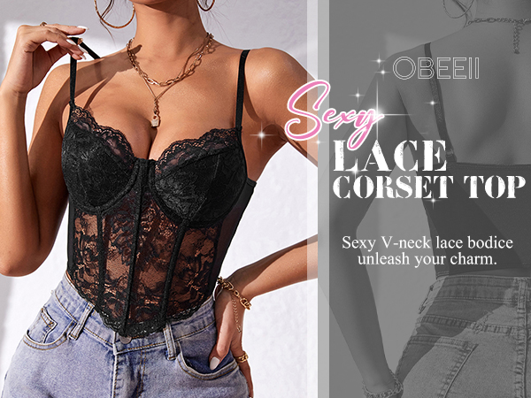 ペリキュール　corset lace camisole Zcargel Women Lace Corset Top Sleeveless Corset Sexy Summer