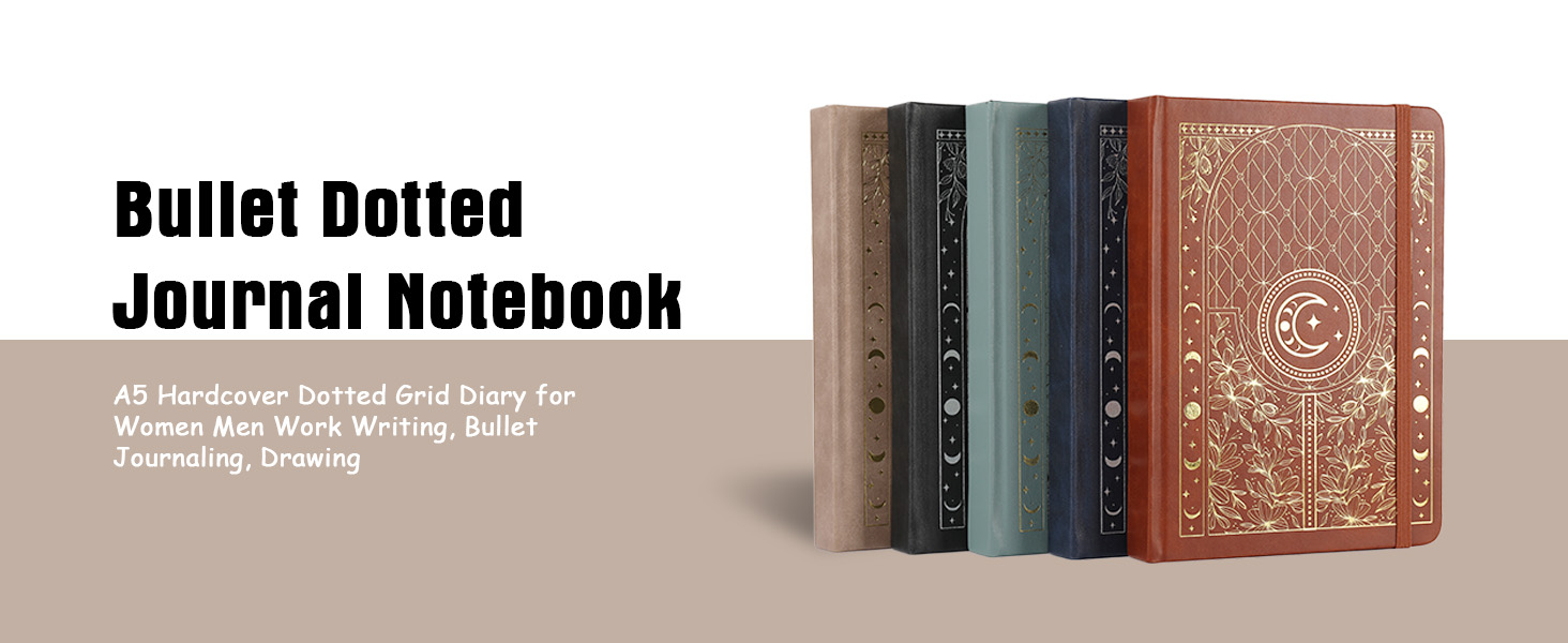 TIEFOSSI Bullet Dotted Journal Notebook, 160gsm 190 Numbered Thick Paper