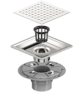 Neodrain Square Shower Drain,6 inch Stainless Steel 304 Grate and PVC Drain Body, Grate with Brus...