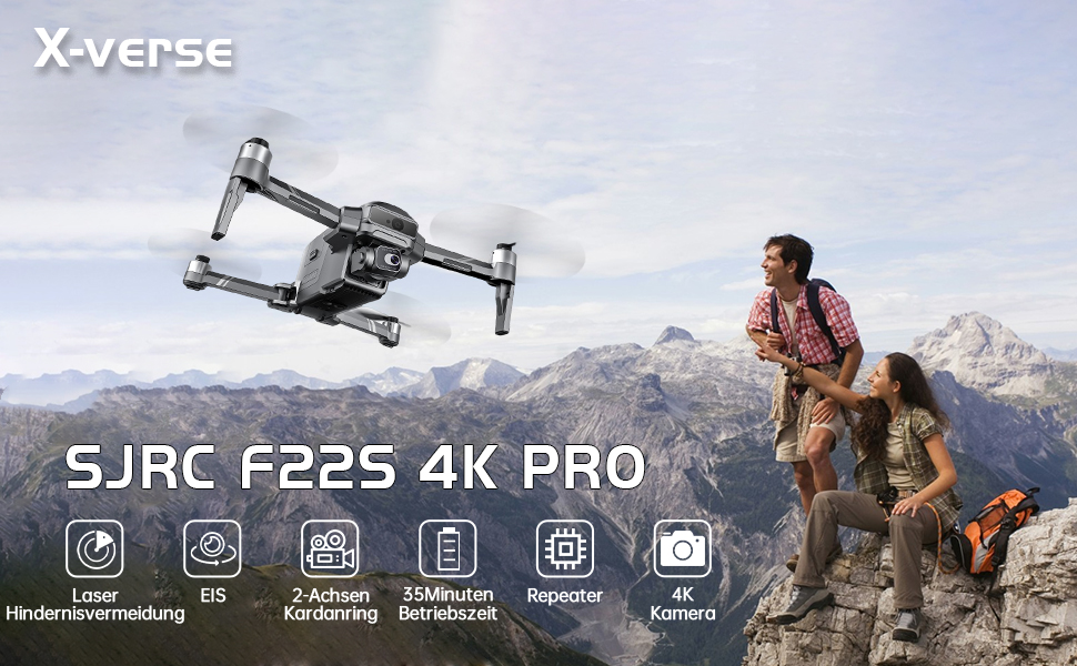 XVerse SJRC F22 S2 4K PRO Drone with Cameras 4K, Laser Obstacle