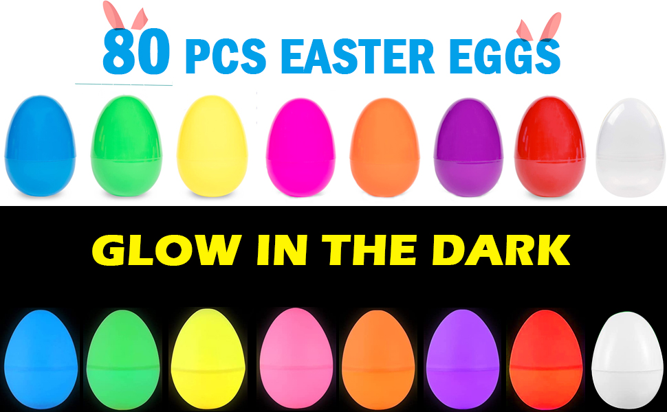 80 PCS 8 Colors Glow Easter Eggs with 80 Led Finger Lights