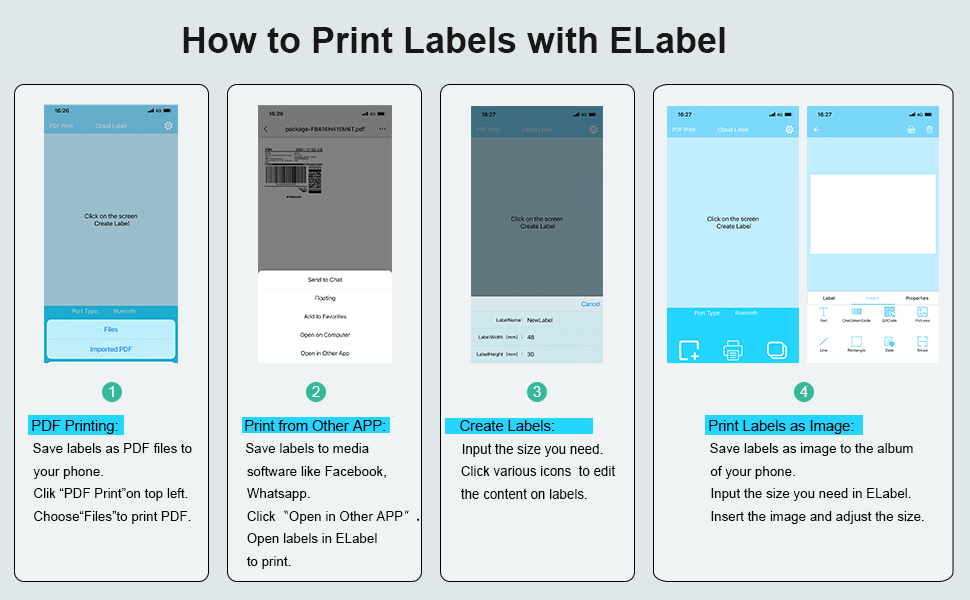 Bluetooth Thermal Label PrinterTordorday Bluetooth Shipping Label Printer 4x6 for