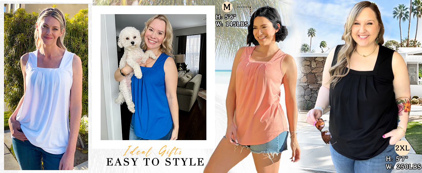 square neck tank tops for women loose fit summer tops