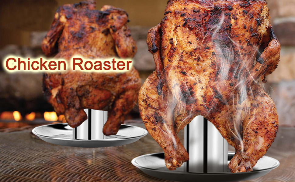 GugnRyAc Beer Can Chicken Roaster Stand Vertical Stainless Steel