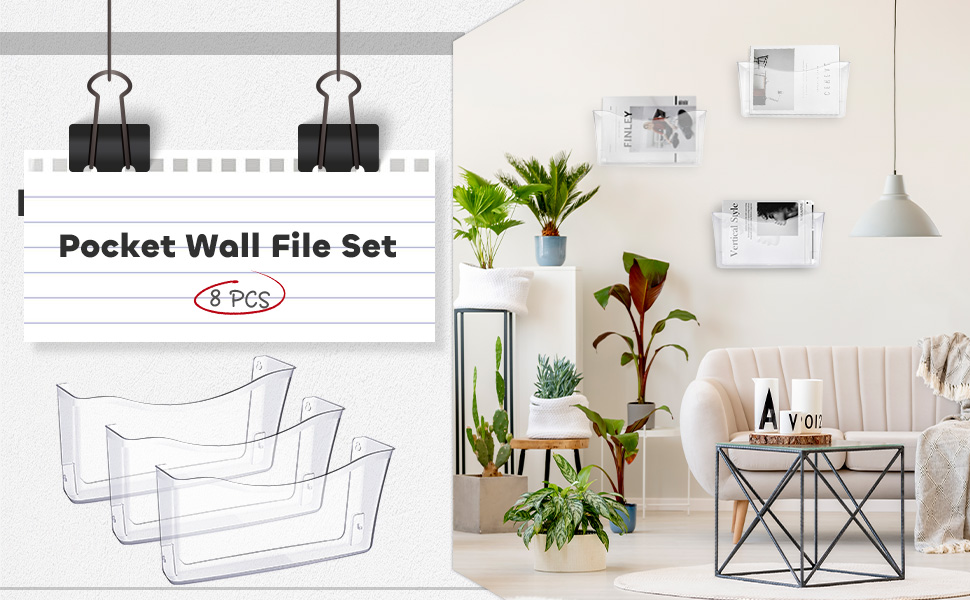 Amazon.com : GEMLORD 8 Pcs Clear Acrylic File Holder Wall Organizer ...