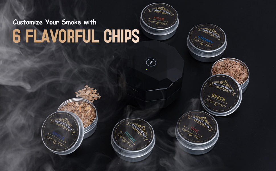 Electric Cocktail Kit with 6 Flavors Wood Chips