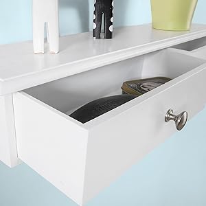 SoBuy Wall Mounted Shelf With 2 Drawers, Storage Unit, White Finish, FRG43-W 19 FRG43-W