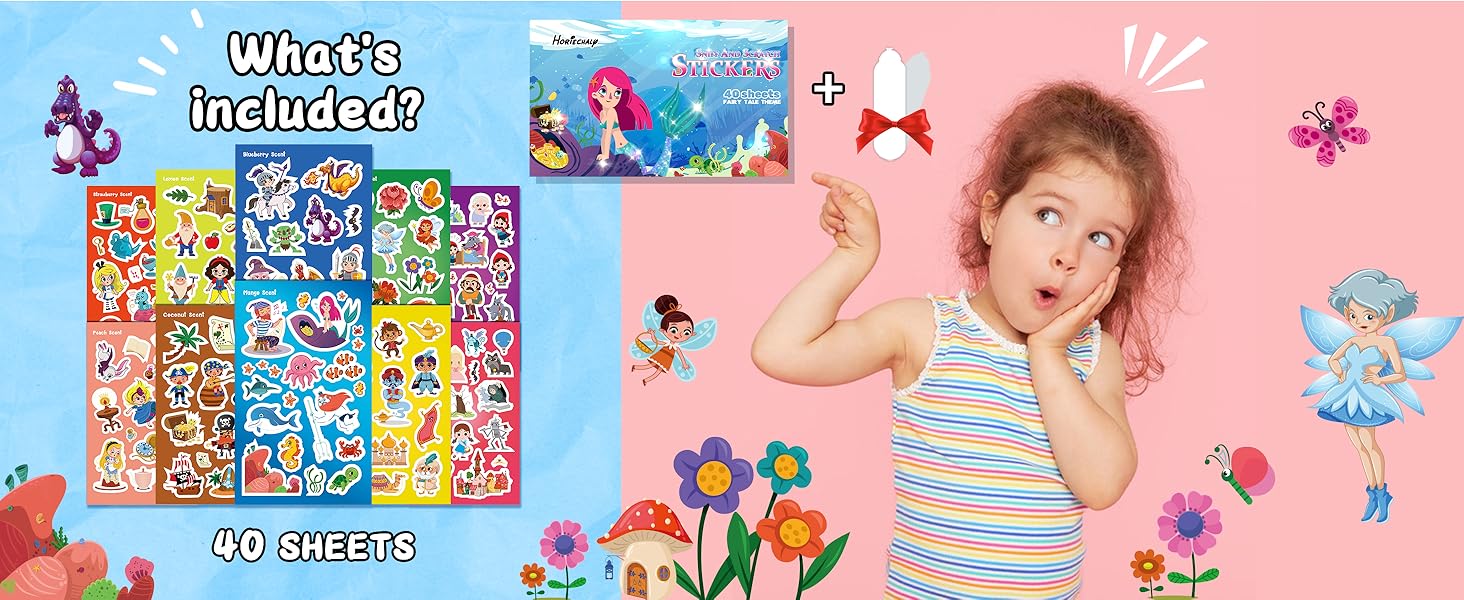 Scratch and Sniff Stickers,Stickers for Kids, HORIECHALY