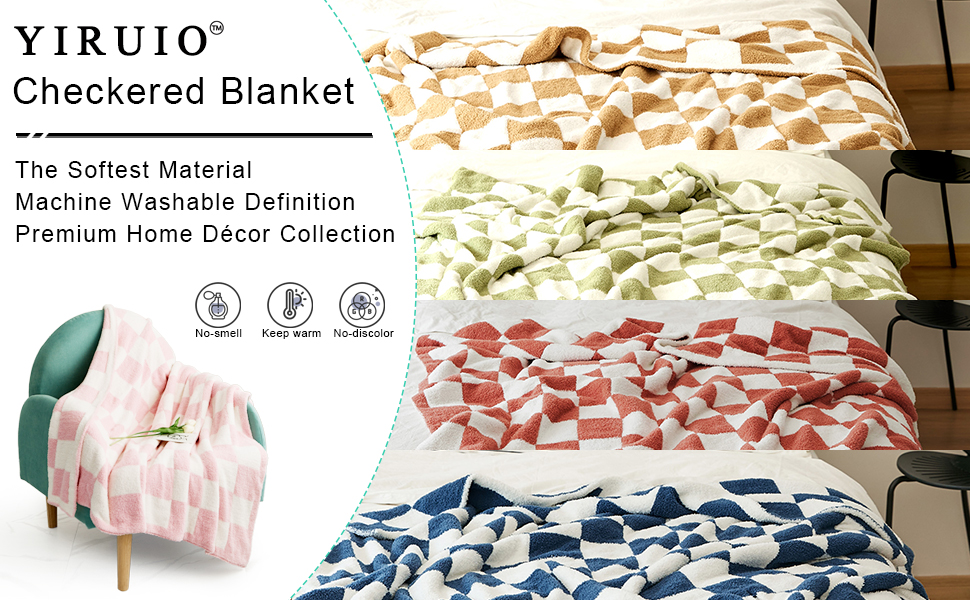 YIRUIO Throw Blankets Checkerboard Grid Chessboard Gingham Warmer