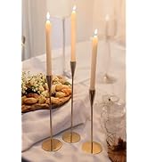 Luxury Gold Taper Candle Holders (Set of 3) | Elegant Tall Metal Candlestick Holders for Home Déc...