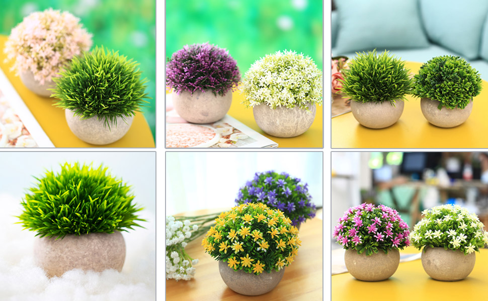 4 Packs Small Fake Plants Artificial Mini Potted Plants