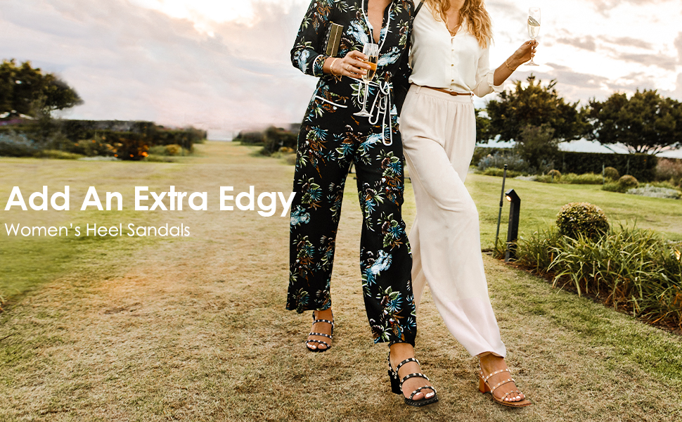 DREAM PAIRS Clear Studded Rhinestone Heels for Women