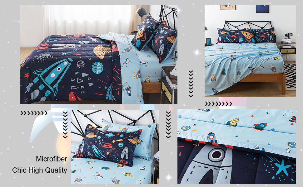 ADASMILE A & S Space Bedding Twin Bed in A Bag kids Outer Space