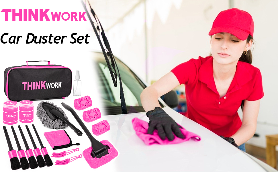THINKWORK Pink Car Duster Interior Kit, Perfect Car