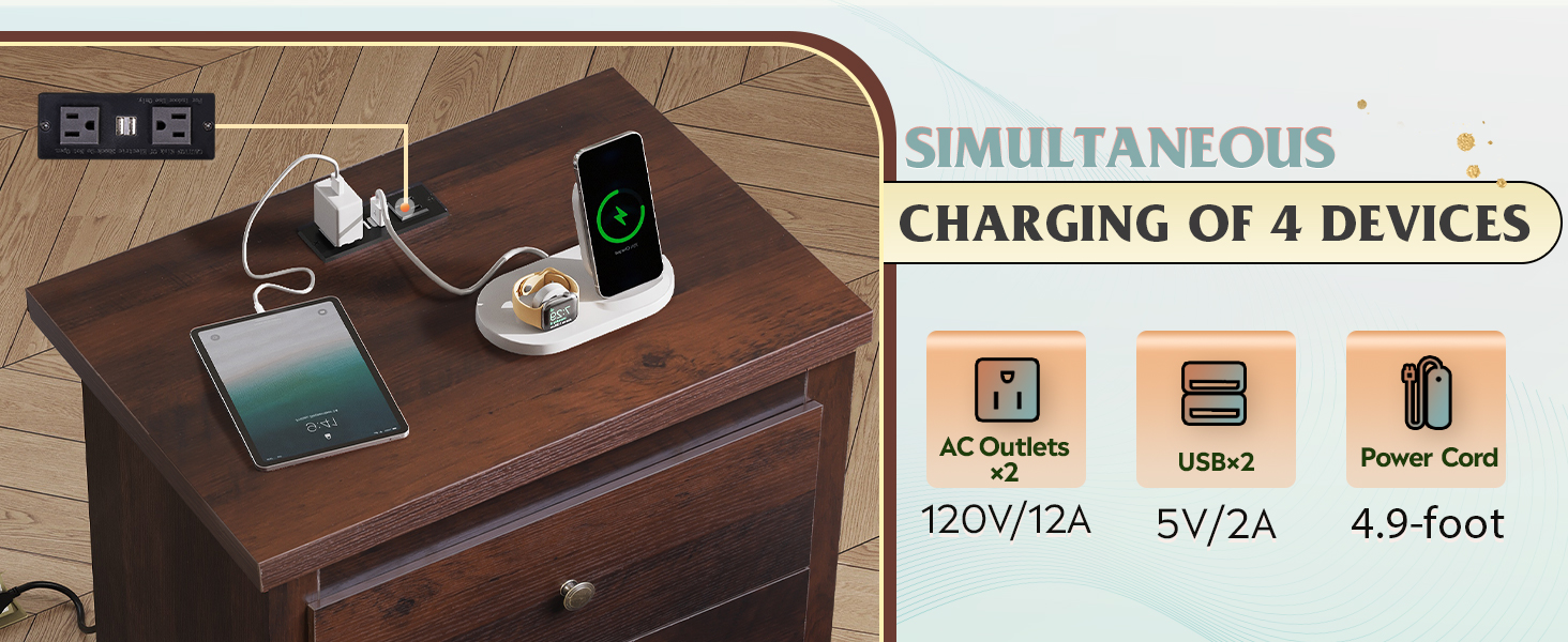 night stand with charger station