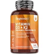 Vitamin D3 K2 2000 IE - 2 Jahr Vorrat - 365 Tabletten mit 200μg Vit K2-98.8% All-Trans MK-7-1 Tab...