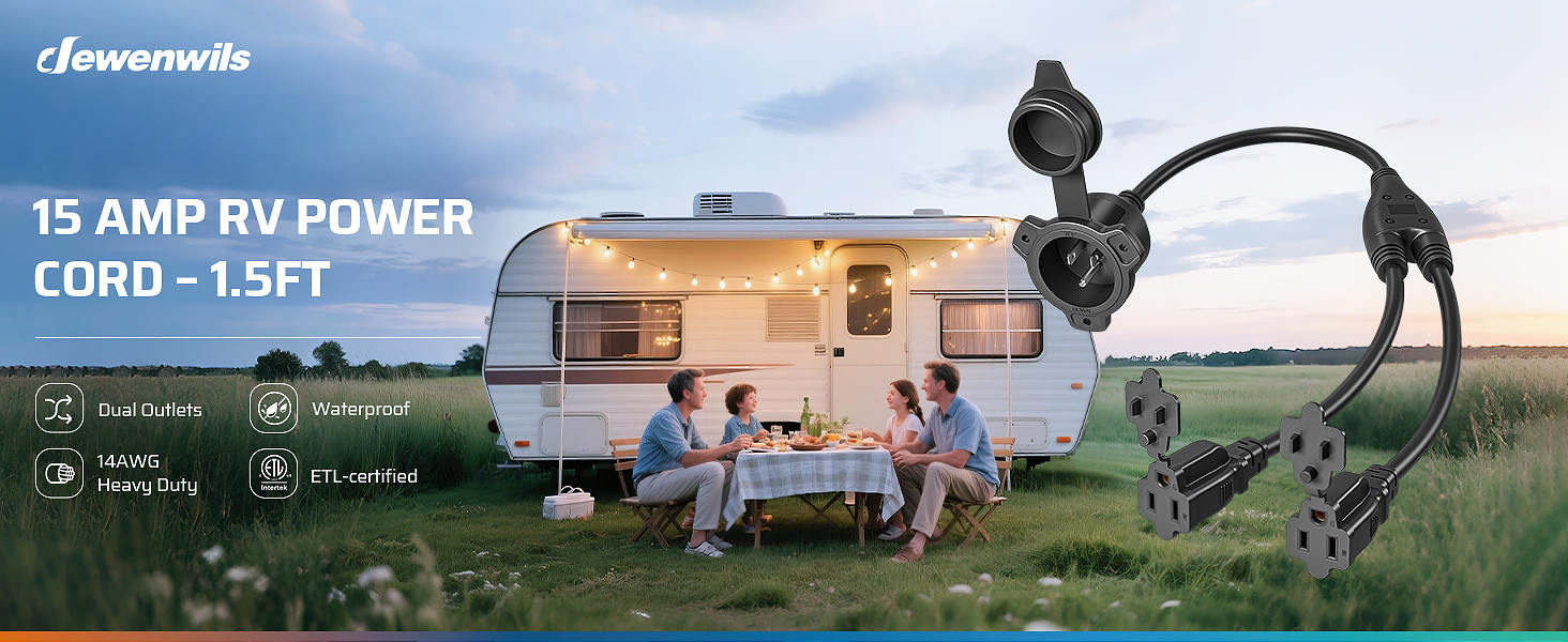 15 AMP RV Power Cord – 1.5FT